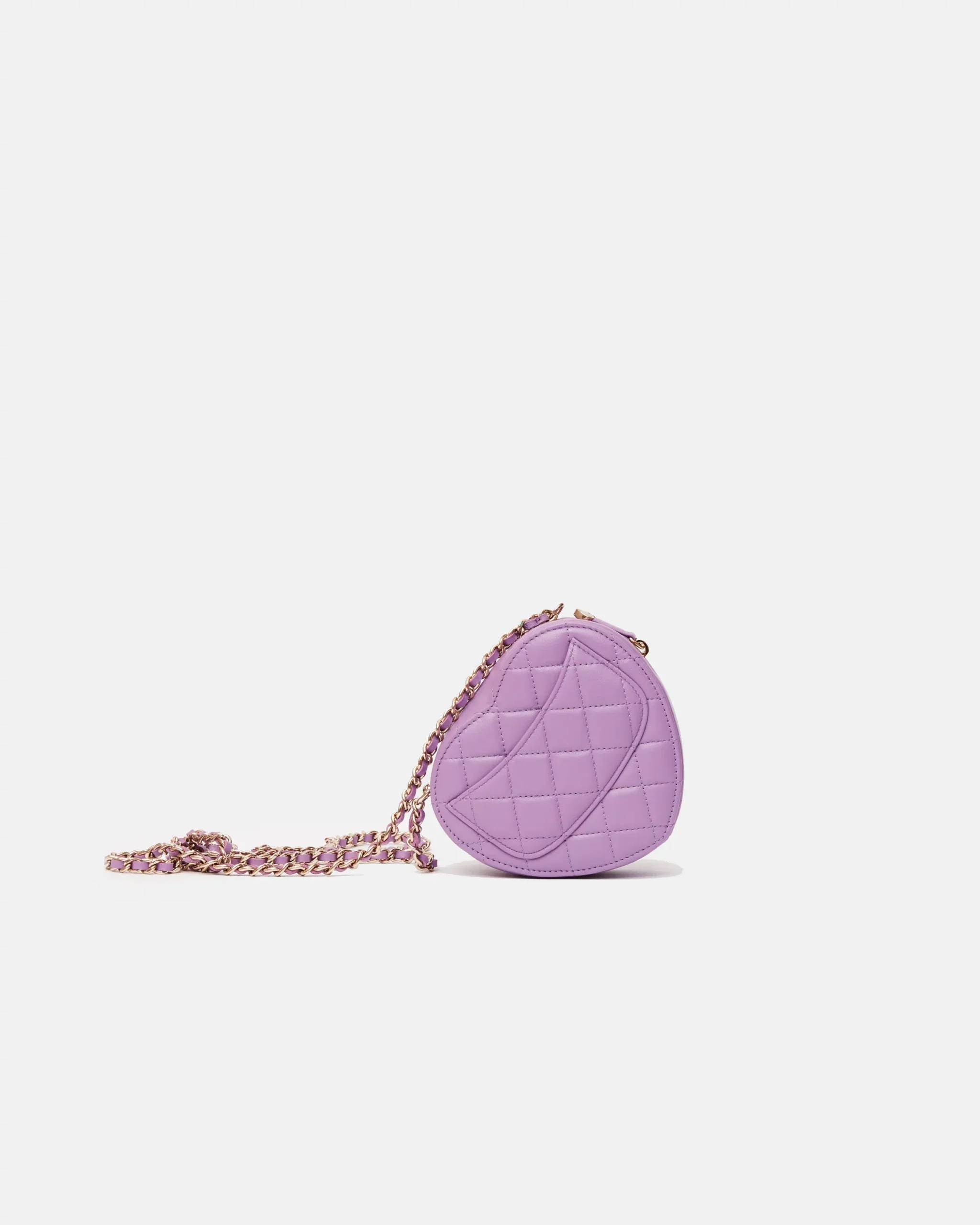 Chanel Heart Bag Small Purple Lambskin Gold-Tone Metal