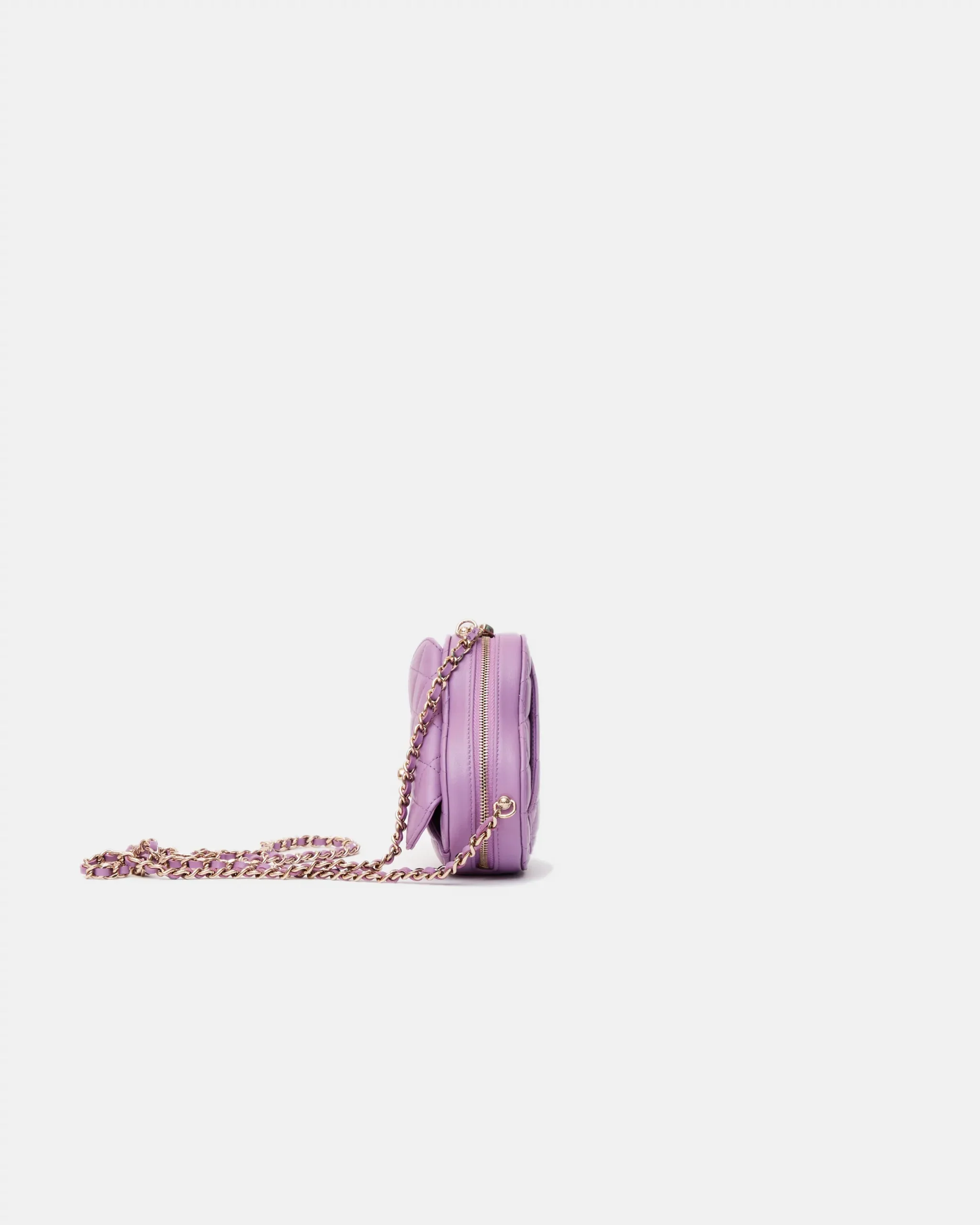 Chanel Heart Bag Small Purple Lambskin Gold-Tone Metal