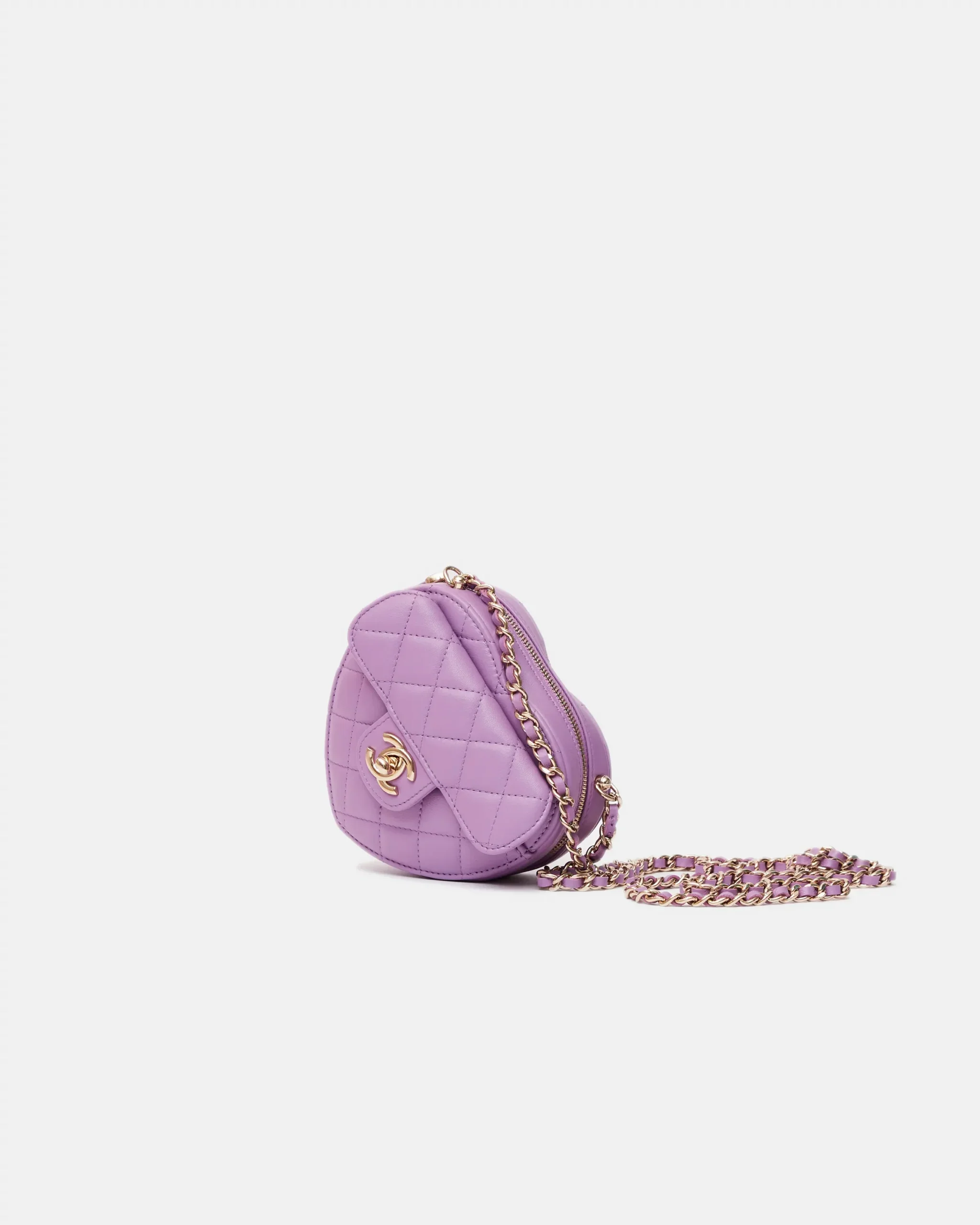 Chanel Heart Bag Small Purple Lambskin Gold-Tone Metal