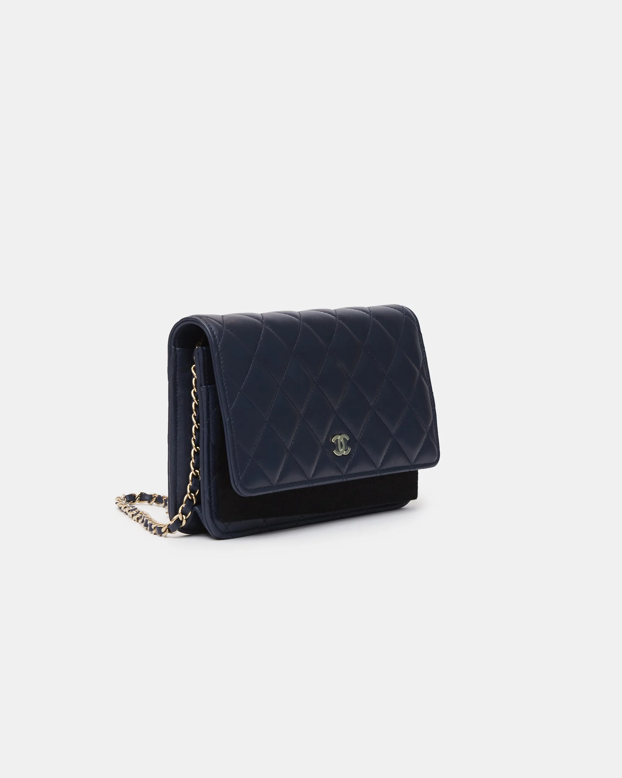 Chanel Wallet on Chain Navy Blue Lambskin Gold-Tone Metal