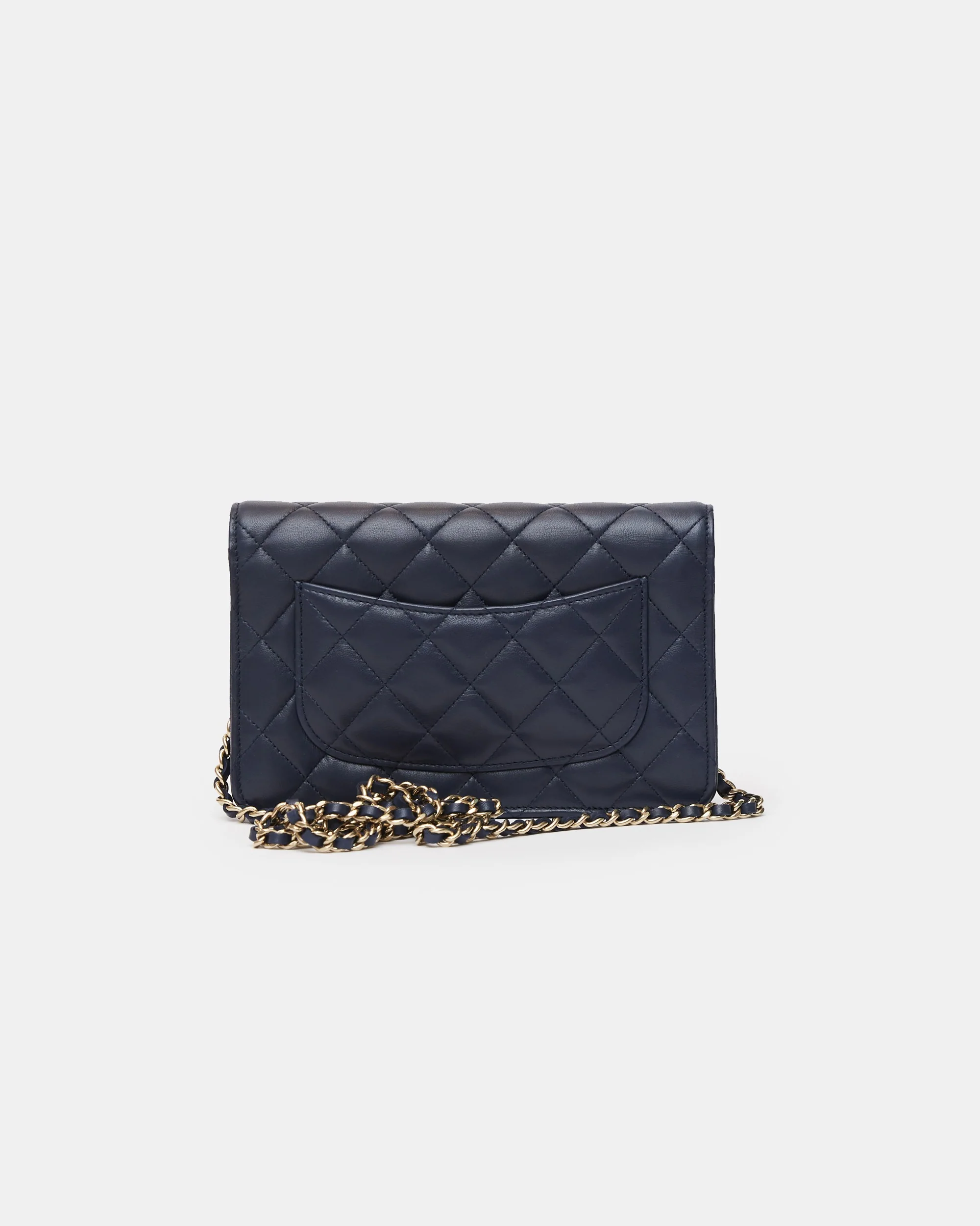 Chanel Wallet on Chain Navy Blue Lambskin Gold-Tone Metal