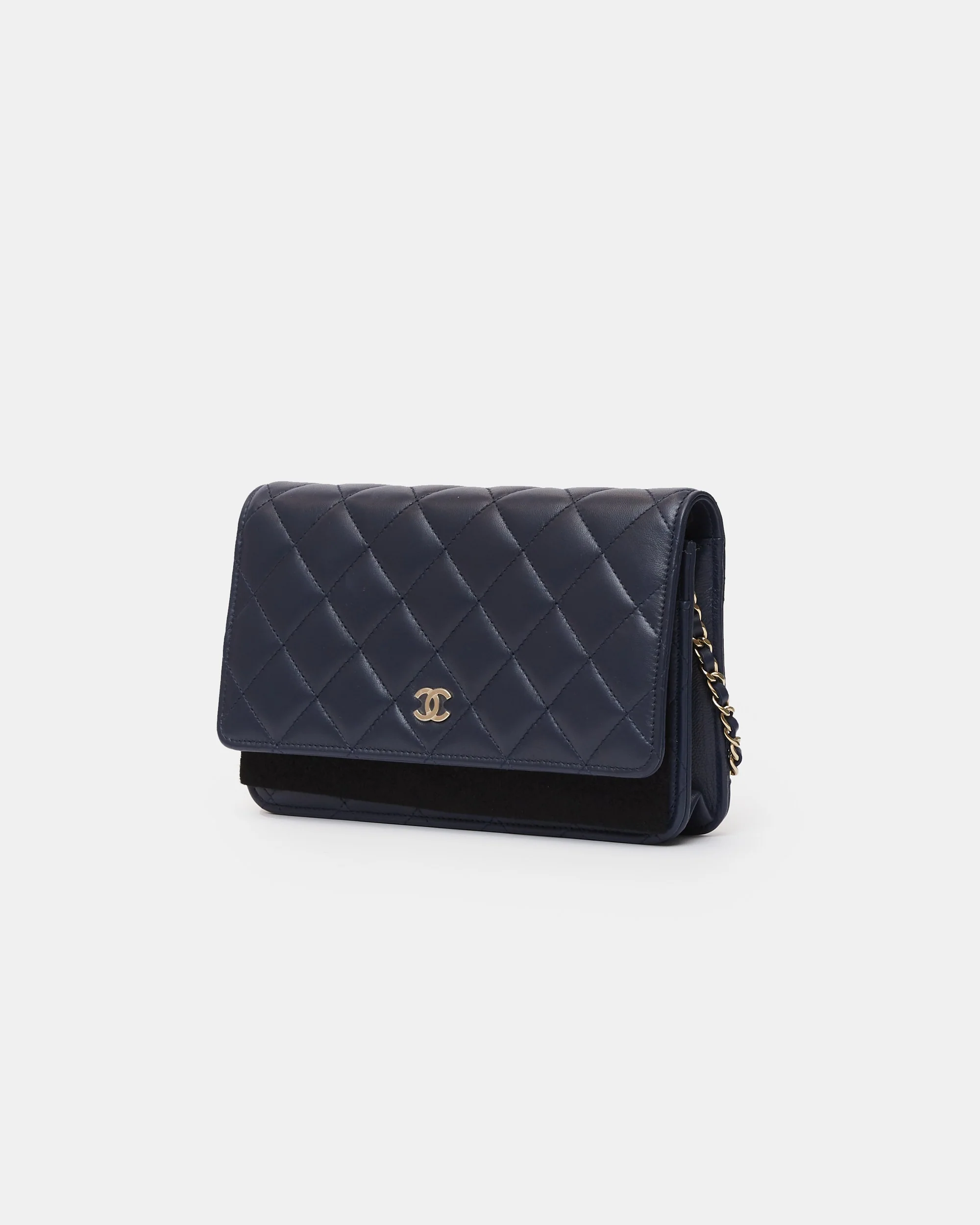 Chanel Wallet on Chain Navy Blue Lambskin Gold-Tone Metal