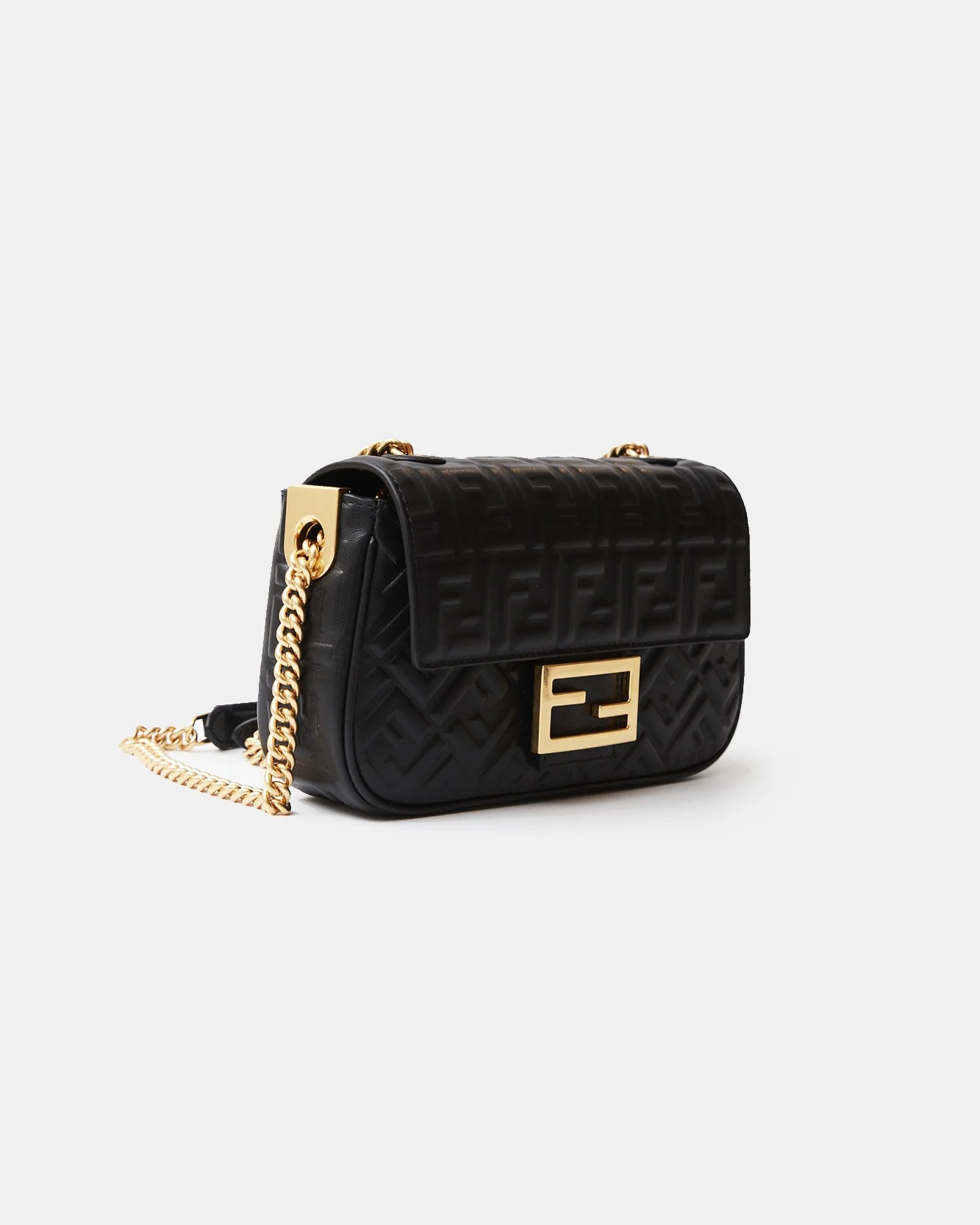 Fendi Baguette Chain Midi Black Nappa
