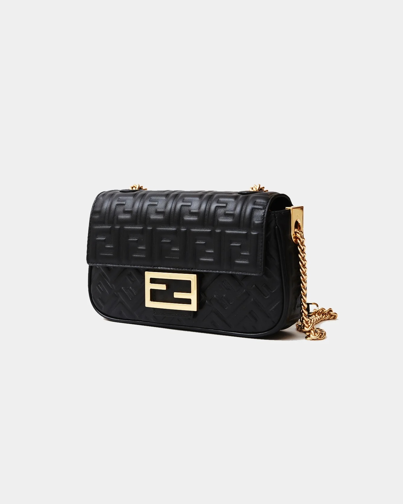 Fendi Baguette Chain Midi Black Nappa