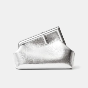 Fendi First Small Silver Laminated Clutch
