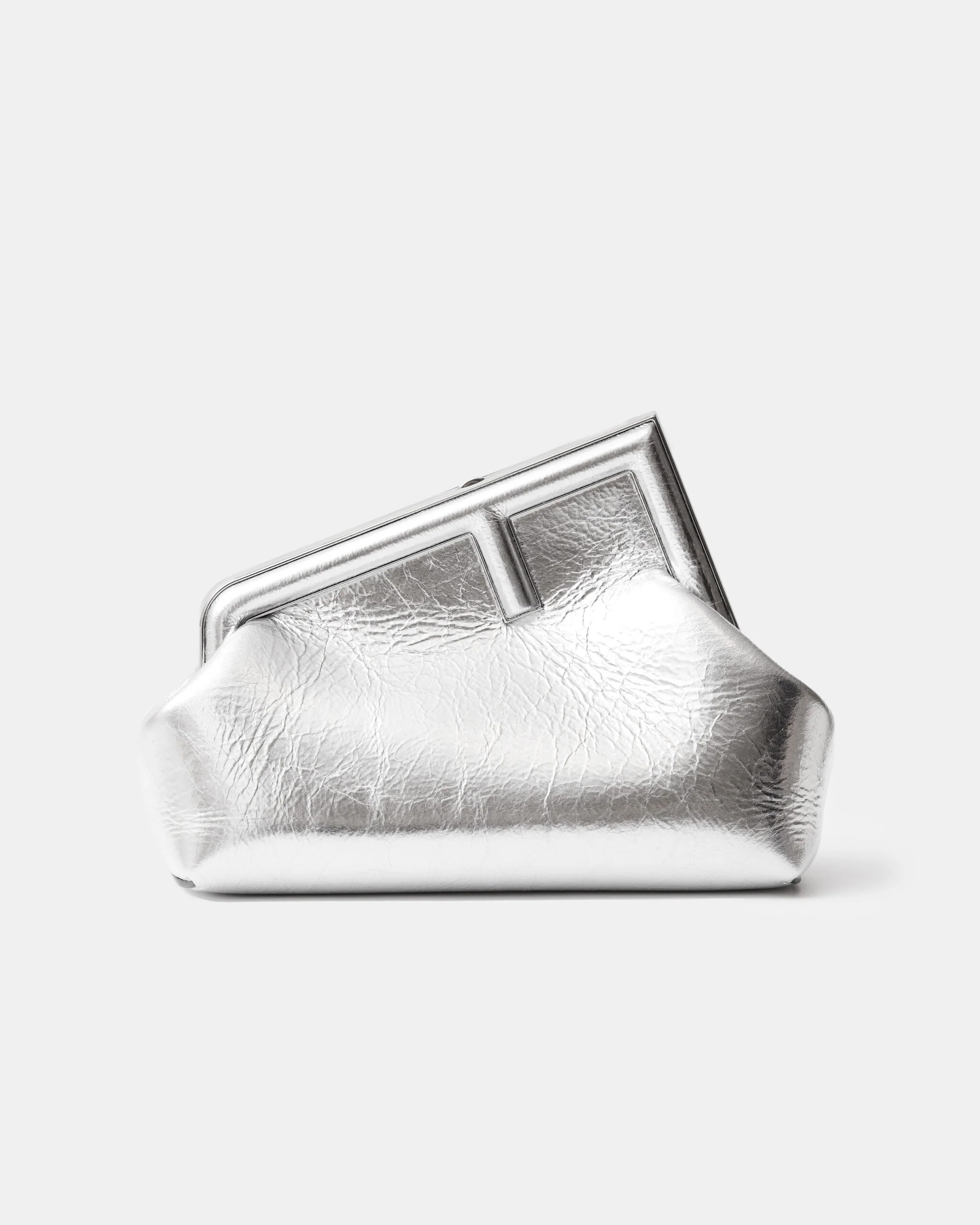 Fendi First Small Silver Laminated Clutch