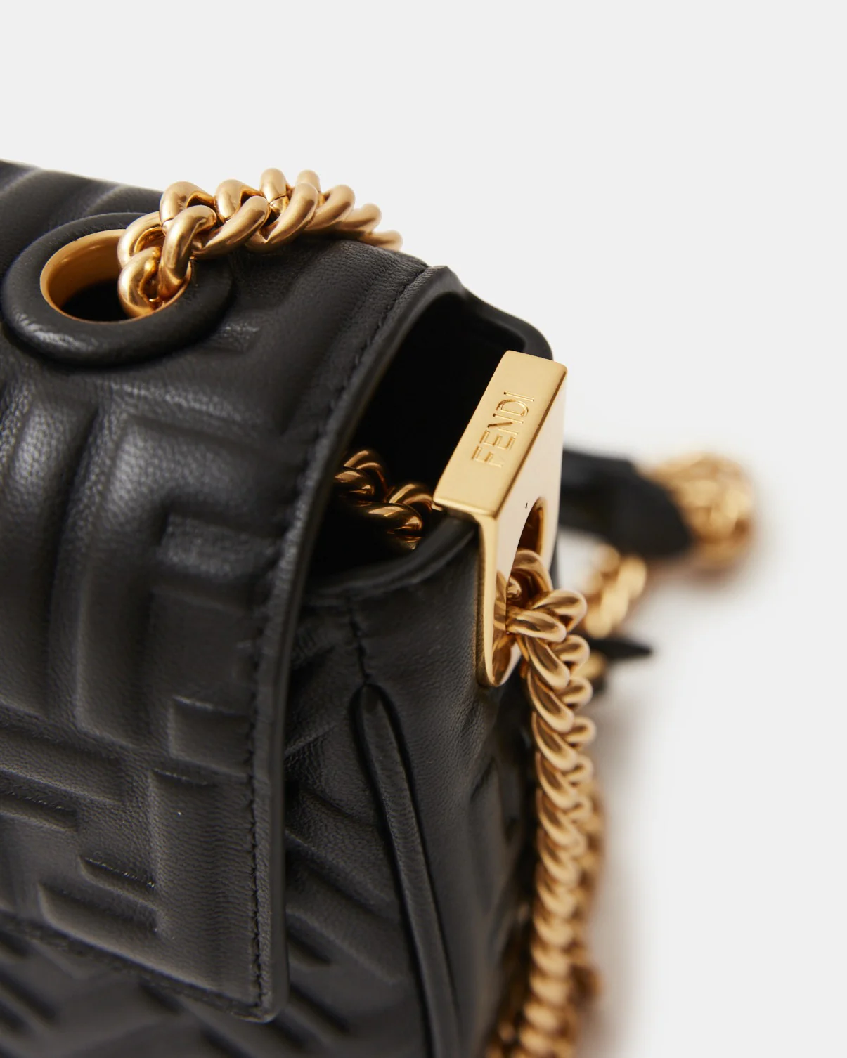 Fendi Baguette Chain Midi Black Nappa