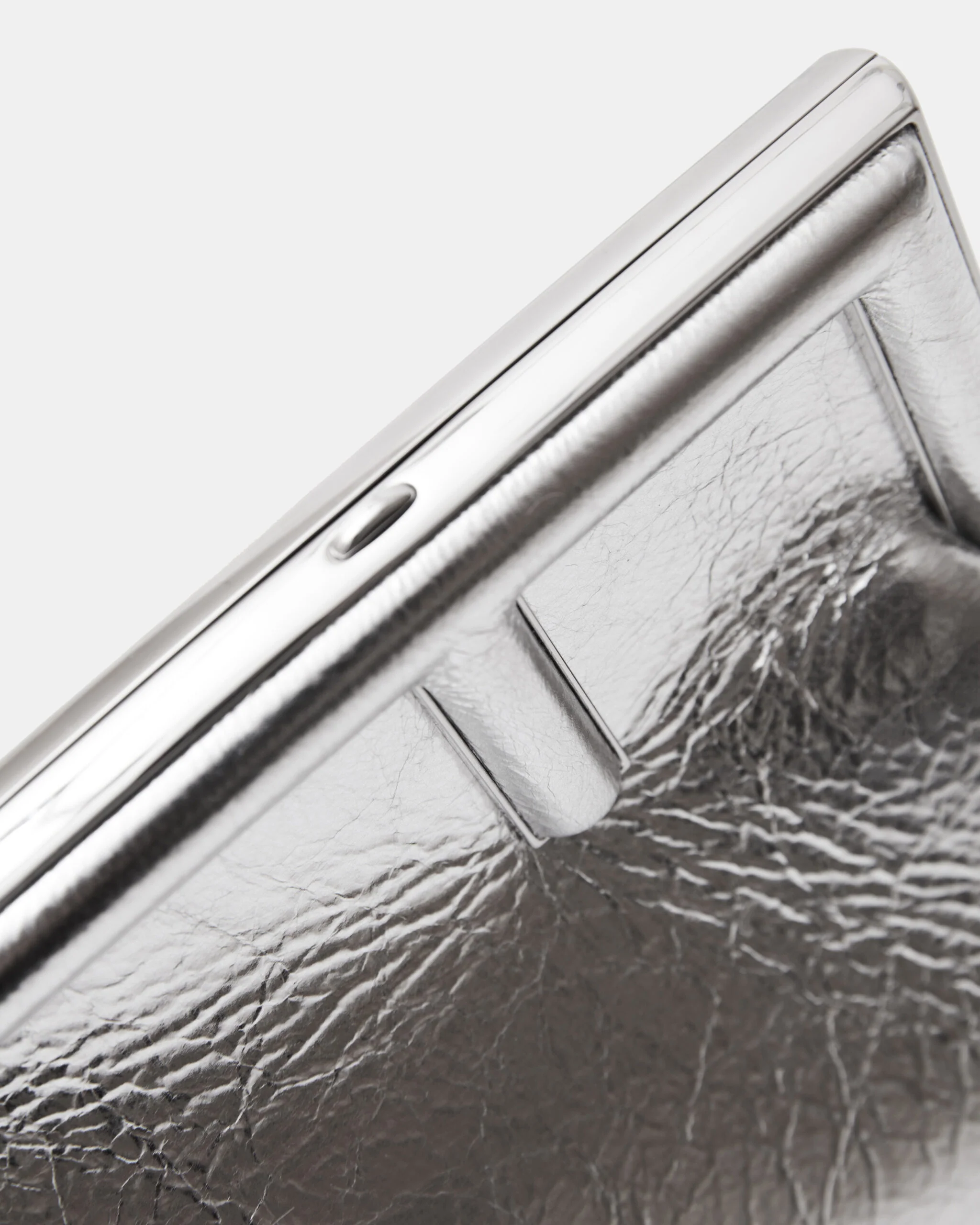 Fendi First Small Silver Laminated Clutch