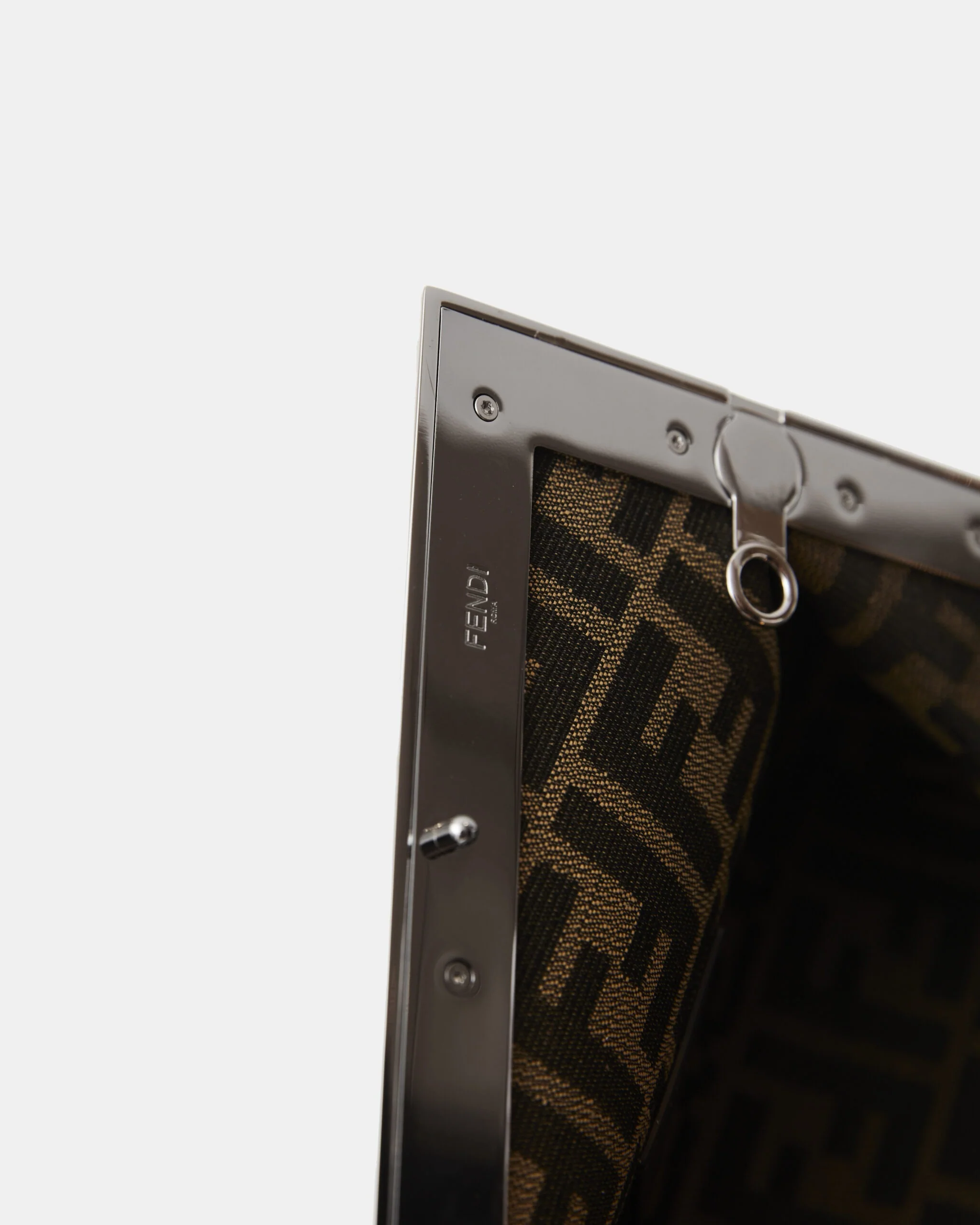 Fendi First Small Silver Laminated Clutch