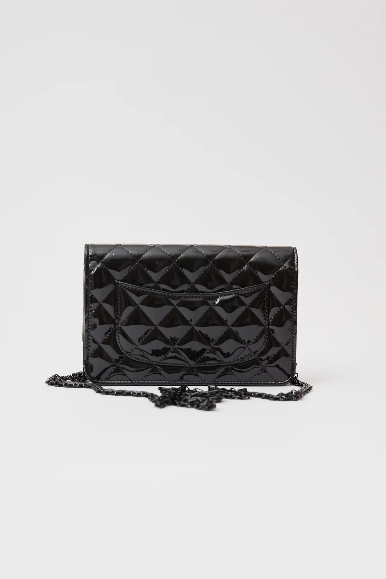 Chanel 2.55 Wallet on Chain Black Patent Calfskin So Black