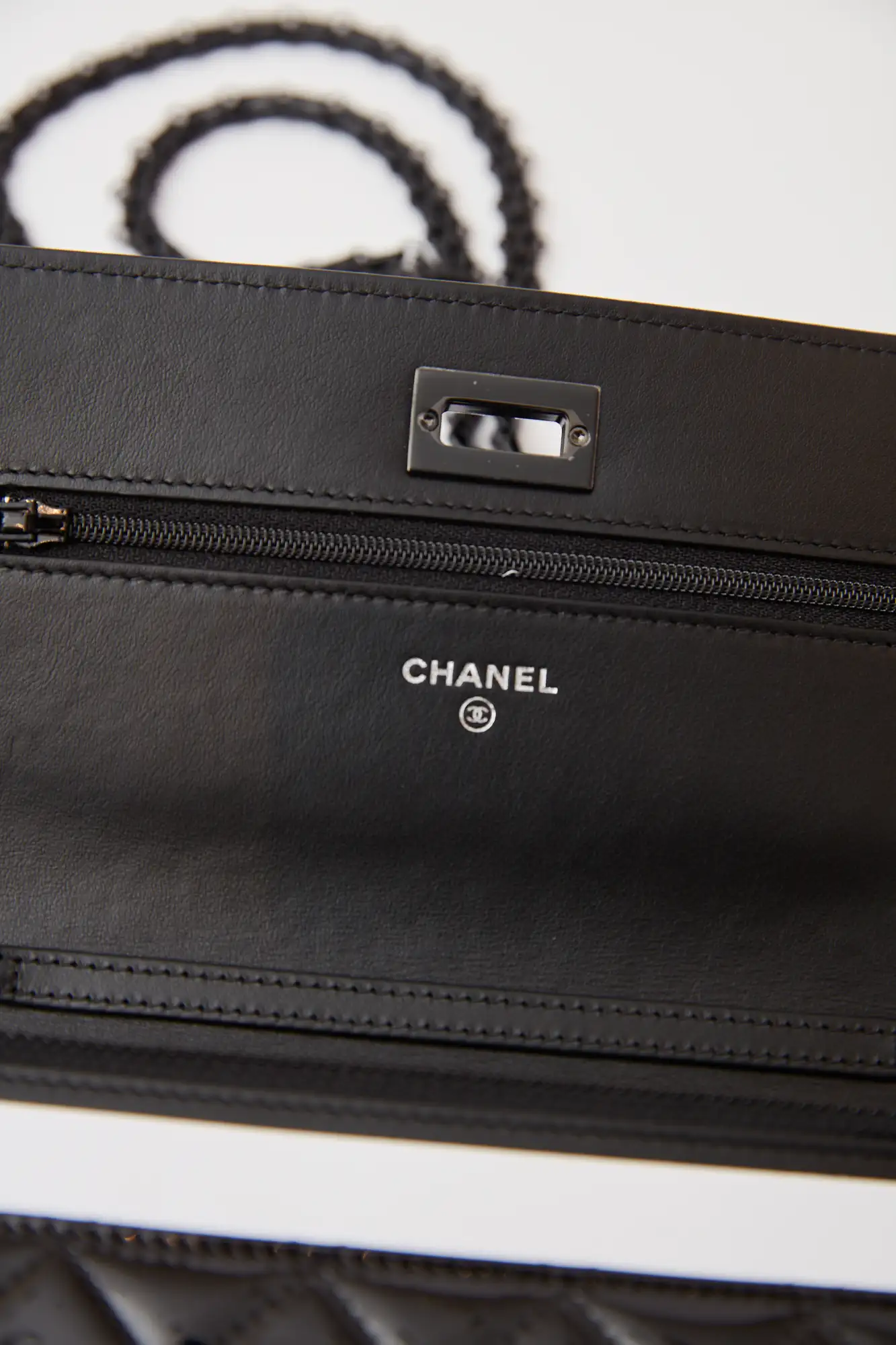 Chanel 2.55 Wallet on Chain Black Patent Calfskin So Black