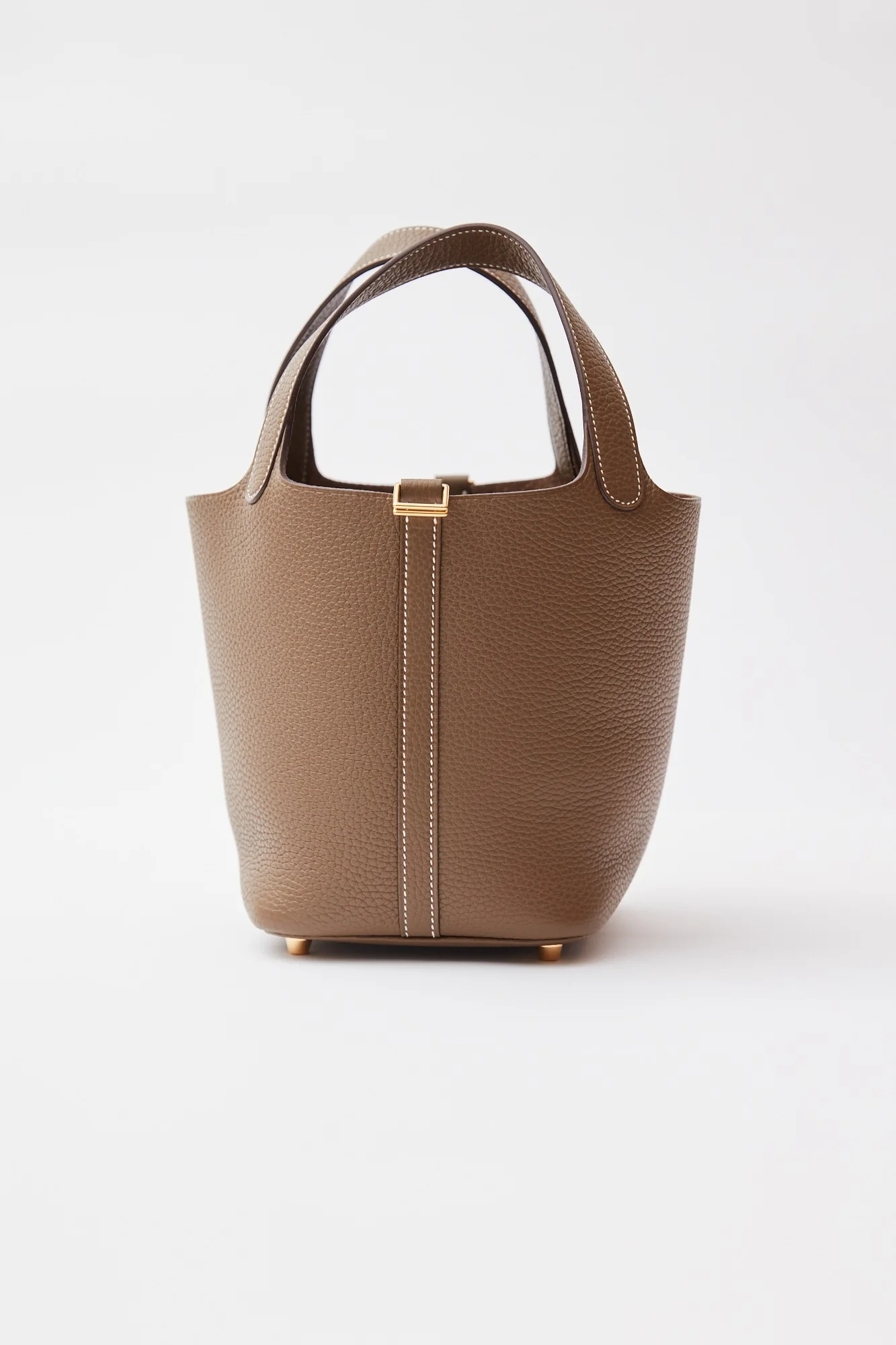 Hermès Mini Picotin 18 Etoupe Clemence GHW