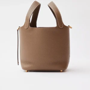 Hermès Mini Picotin 18 Etoupe Clemence GHW