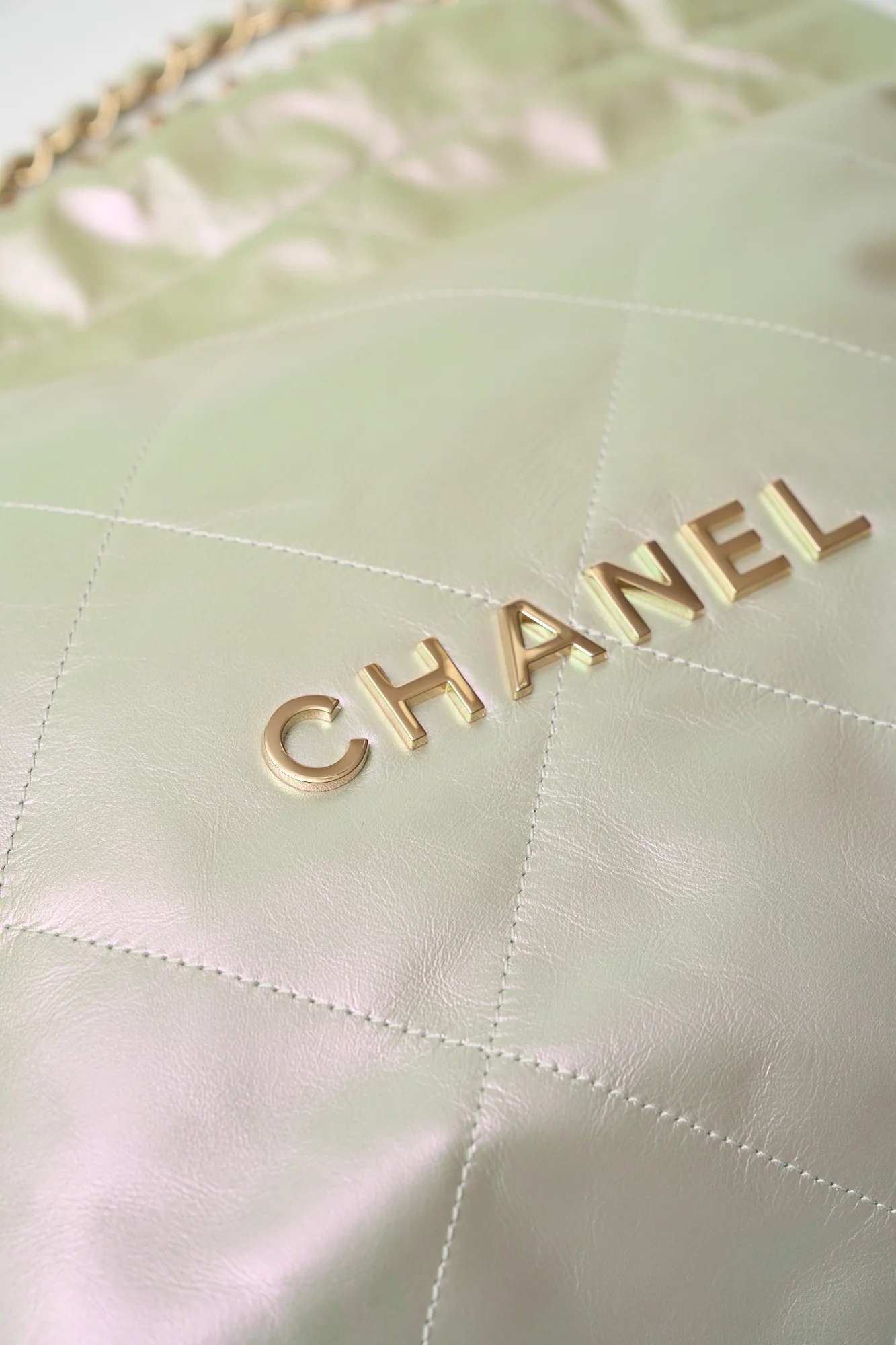 Chanel 22 Small Iridescent Silver Gold-Tone Metal