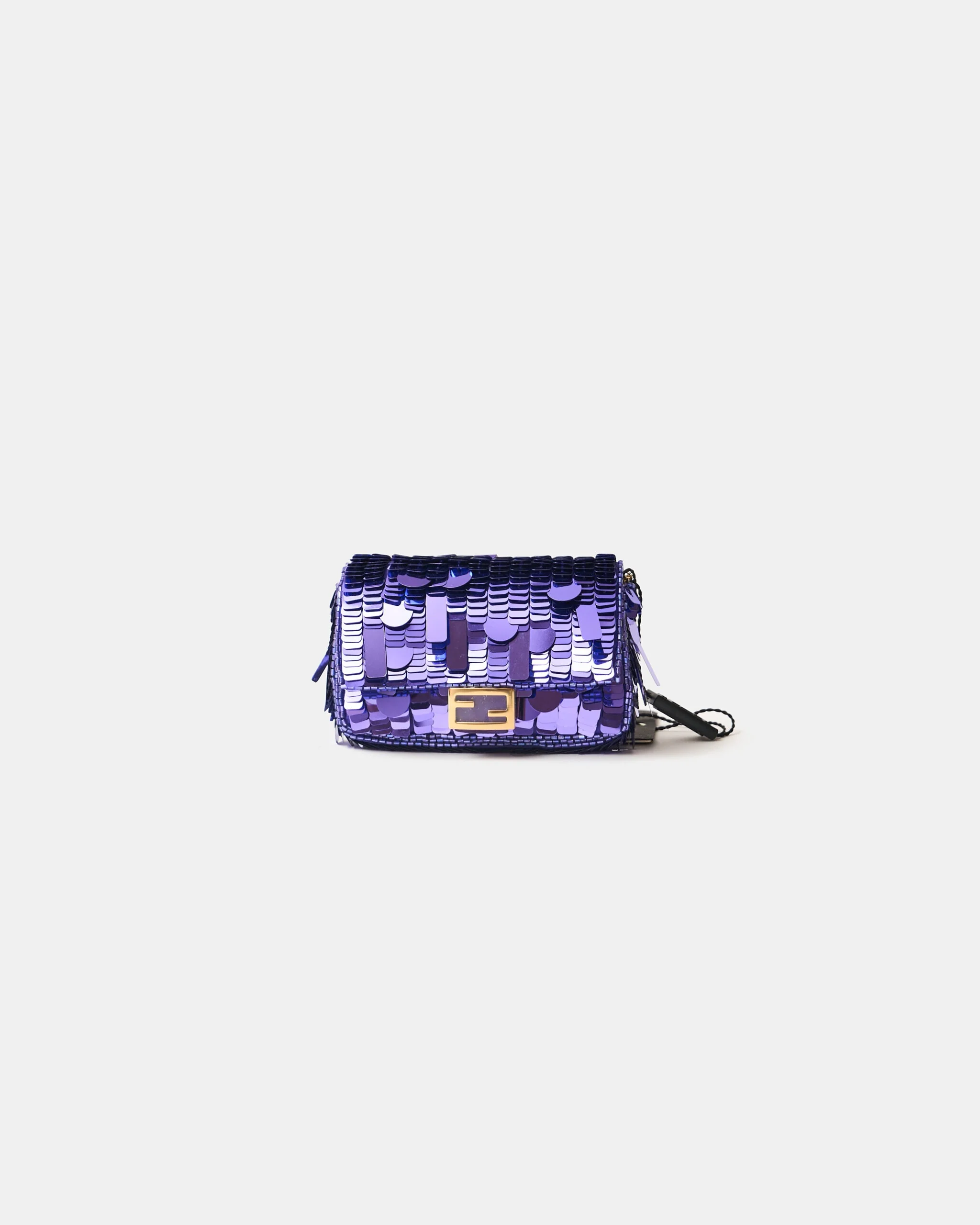 Fendi Nano Baguette Purple Sequin Bag Charm