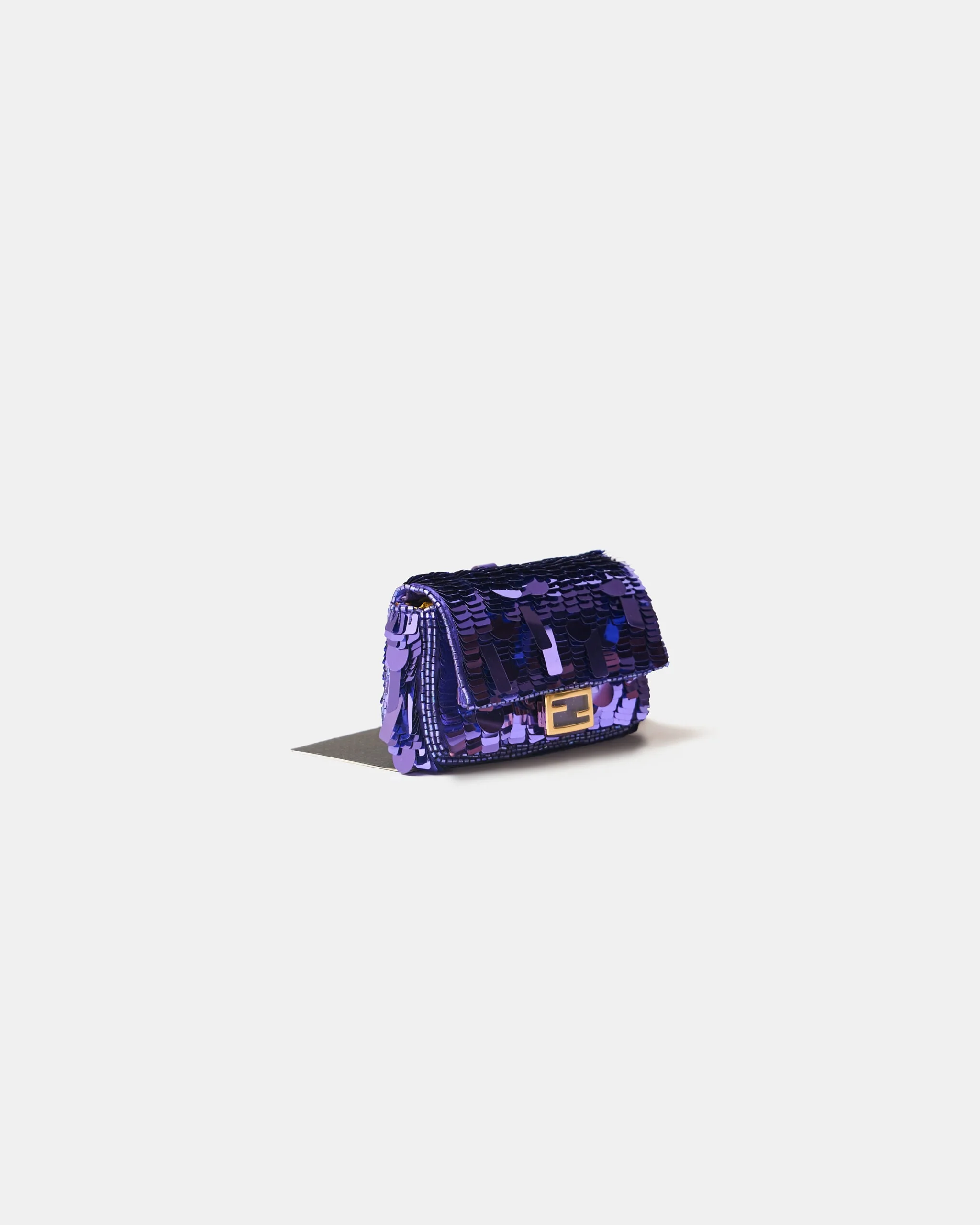 Fendi Nano Baguette Purple Sequin Bag Charm